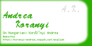 andrea koranyi business card